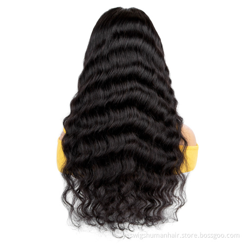 4X4 Lace Front Closure Wig Deep Wave Peruvian Human Hair For Black Women Lace Closure Human Hair Wigs In Stock Fast Shipping